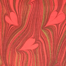 Red Marbled Hearts Print Italian Paper ~ Tassotti